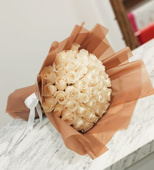 50 white roses bouquet