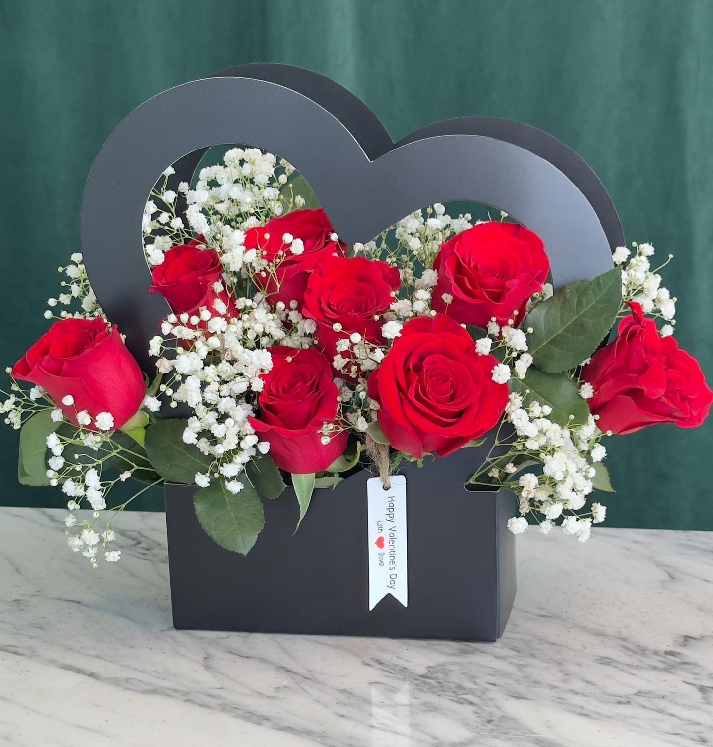 Black heart of roses