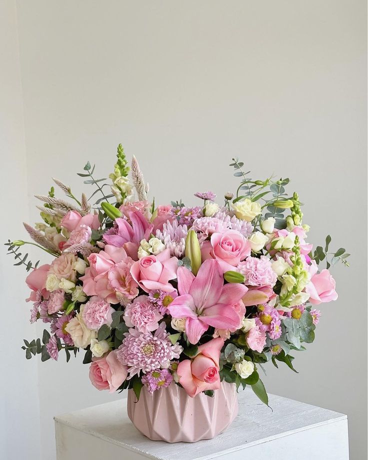 Pink vase arrangement